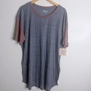 NWT Lularoe Men’s Patrick Short Sleeves Tee Blue Burgundy 2XL Casual Everyday